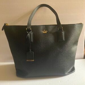 Kate Spade Classic Large Black Tote Zip Top Closure with Gold Accents